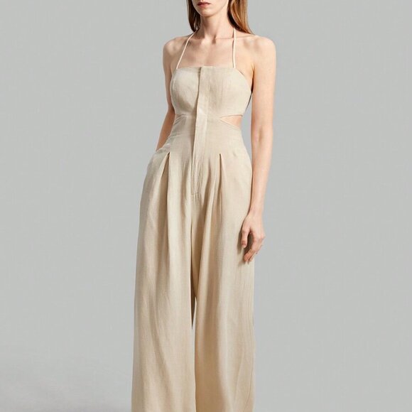 Khaki Sexy Women's Backless Strap Halter Jumpsuit - Picture 8 of 8